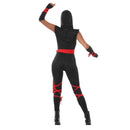 Disfraz ninja mujer con capucha y cinturón para Carnaval