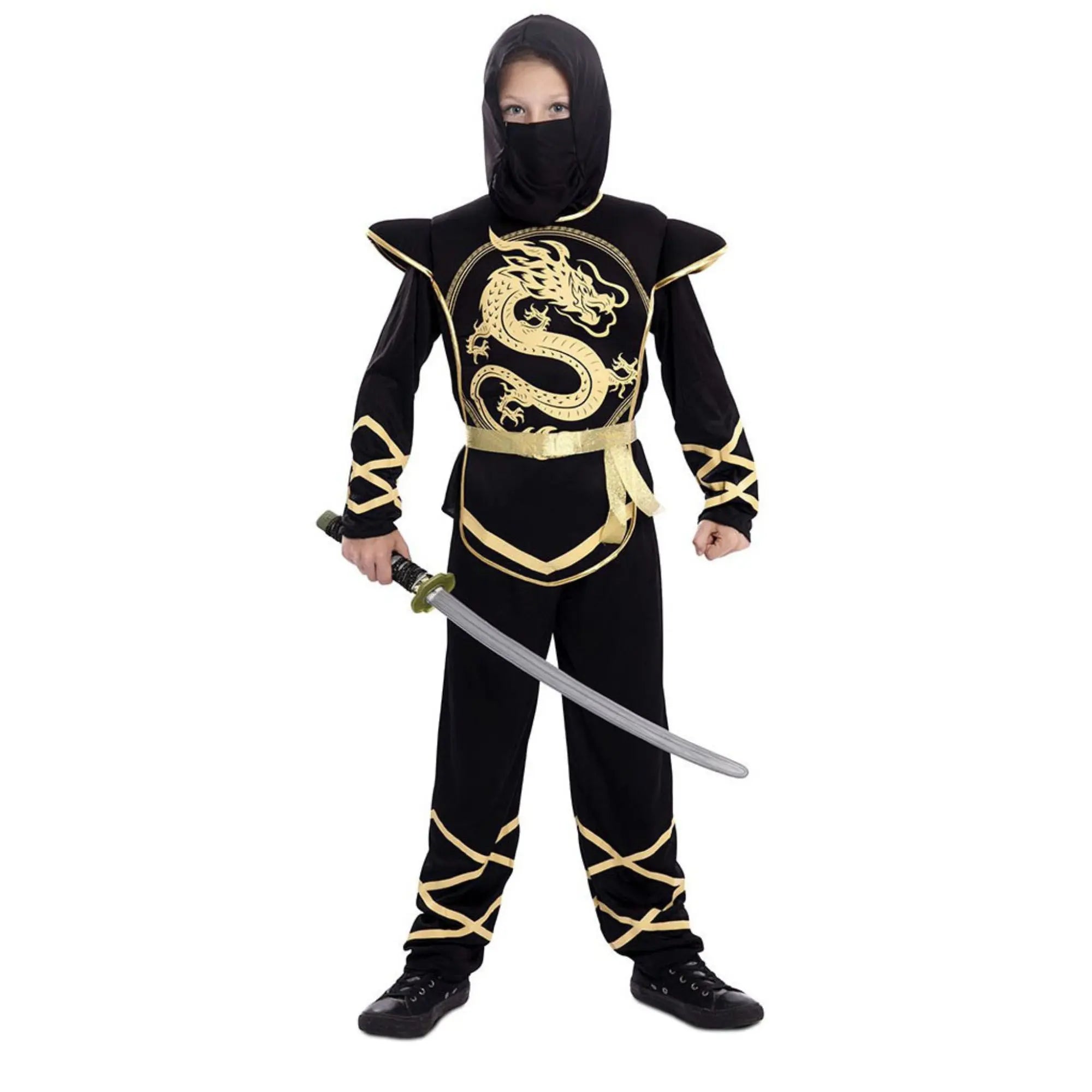 Disfraz ninja niño negro cómodo para Carnaval y fiestas infantiles
