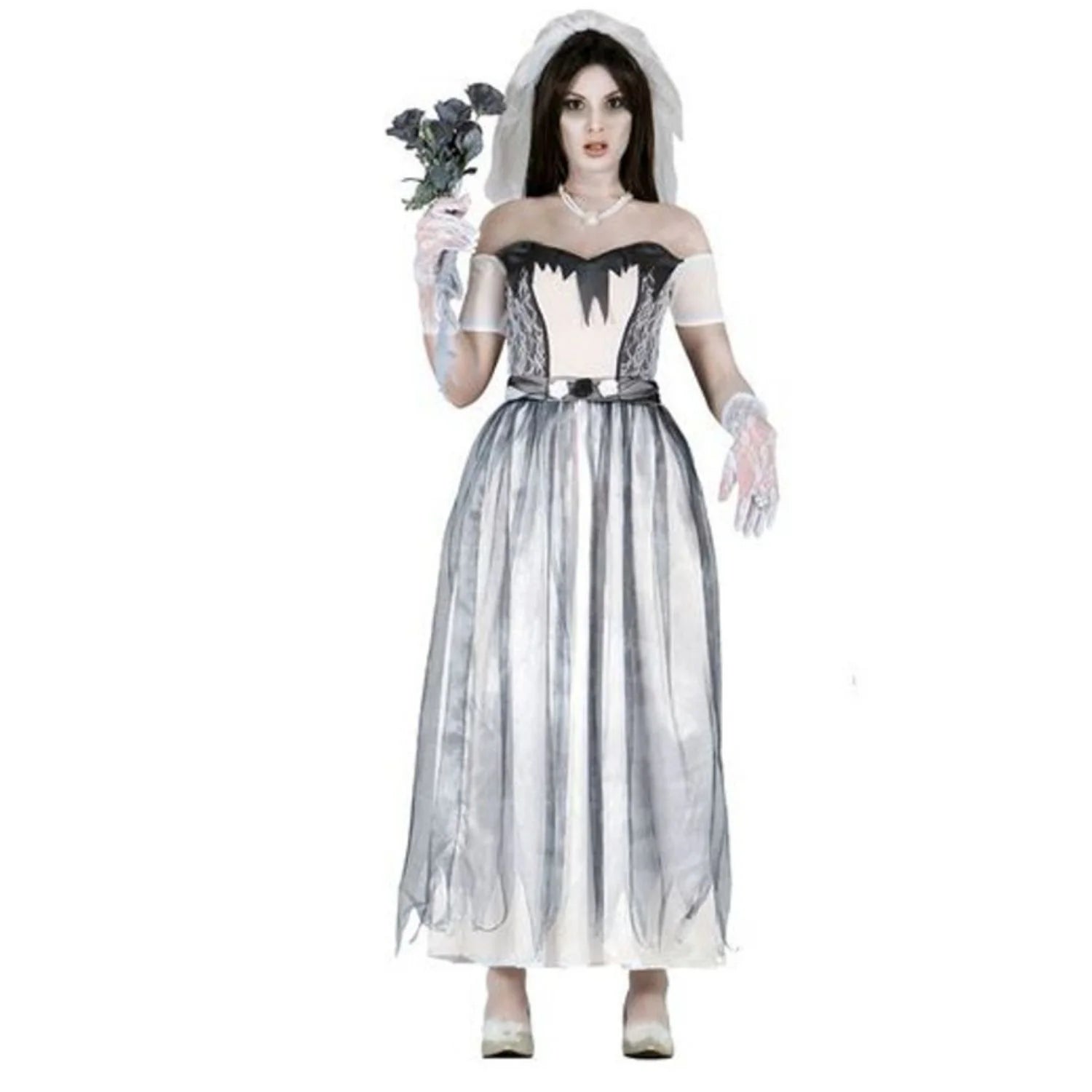 Disfraz novia fantasma para mujer con vestido y velo