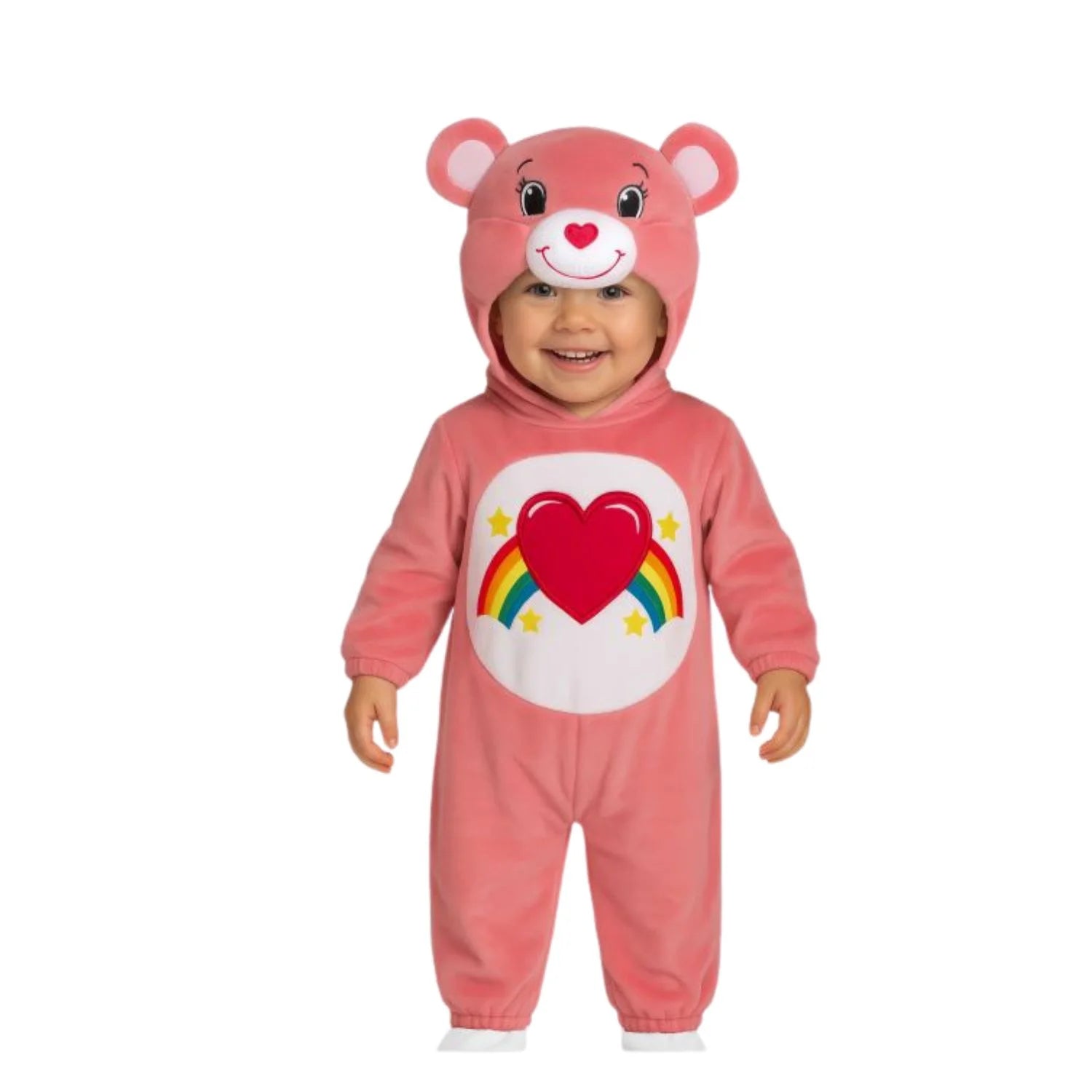 Disfraz osito rainbow infantil con mono y capucha colorida