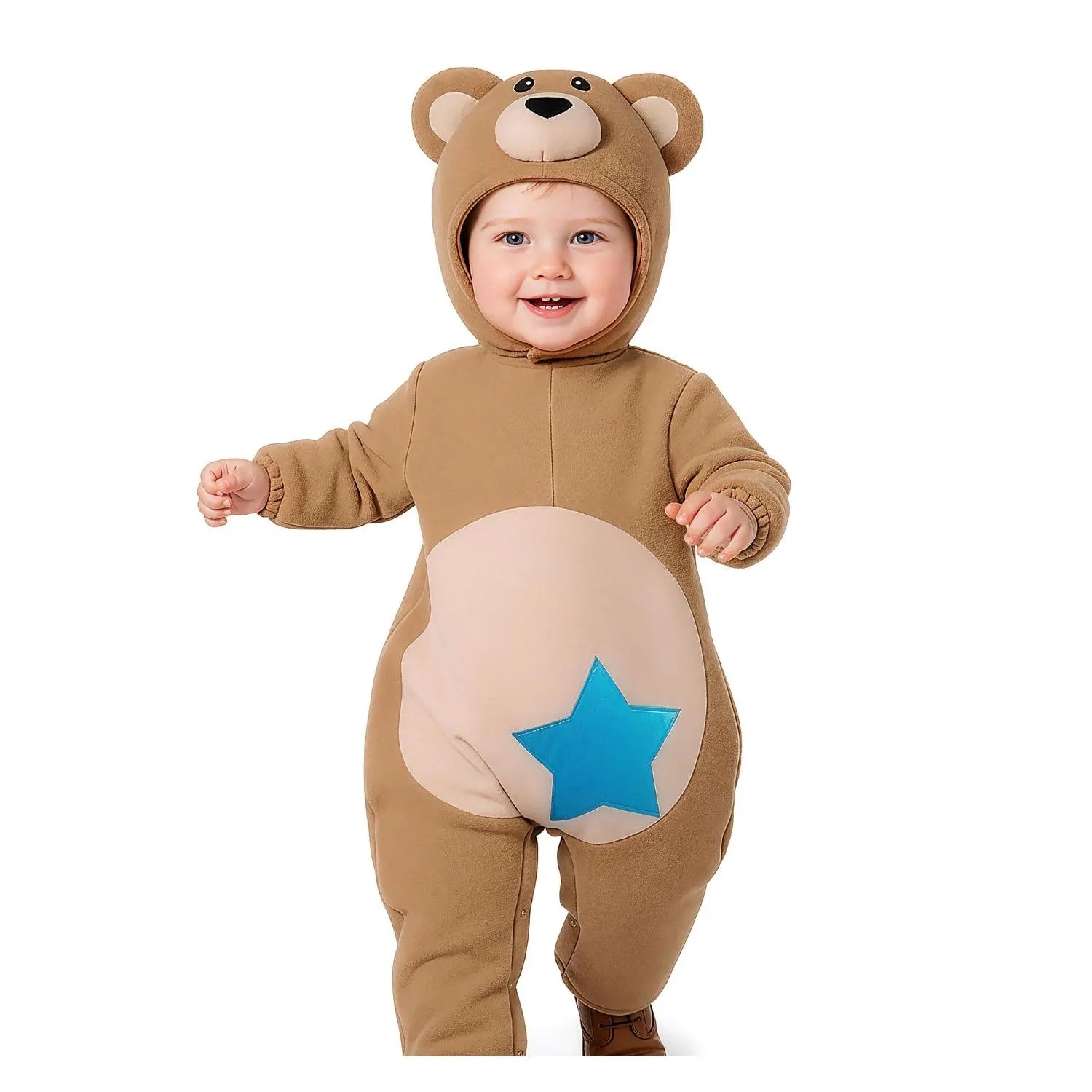 Disfraz de oso para bebé con capucha de orejas y mono marrón