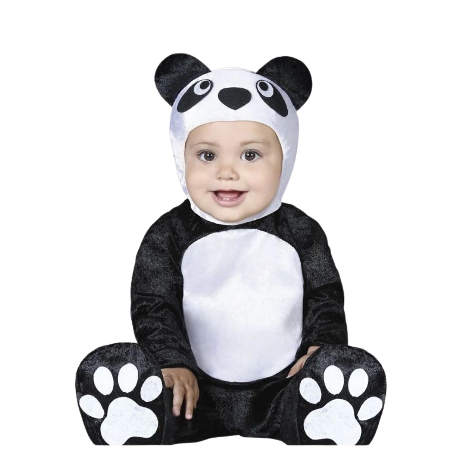 Disfraz oso panda para bebe con capucha y mono