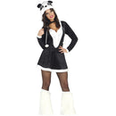 Disfraz de oso panda para mujer con mono blanco y negro, capucha con cara de panda y cola, estilo kigurumi cómodo y divertido para Carnaval