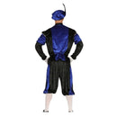 Hombre con disfraz de paje azul adulto ideal para eventos navideños y funciones escolares