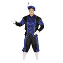 Disfraz de paje azul adulto con gorro camisa y pantalón para cabalgata de Reyes