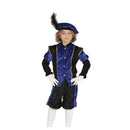 Niño con disfraz de paje azul infantil con gorro, pantalón y camisa para Navidad