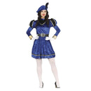 Disfraz de paje azul para mujer con vestido, gorro y cinturón ideal para Navidad