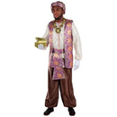 Disfraz Paje Real Baltasar adulto con turbante y chaleco morado y dorado