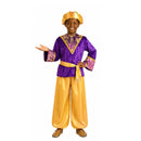 Disfraz paje rey Baltasar infantil morado y dorado para Navidad