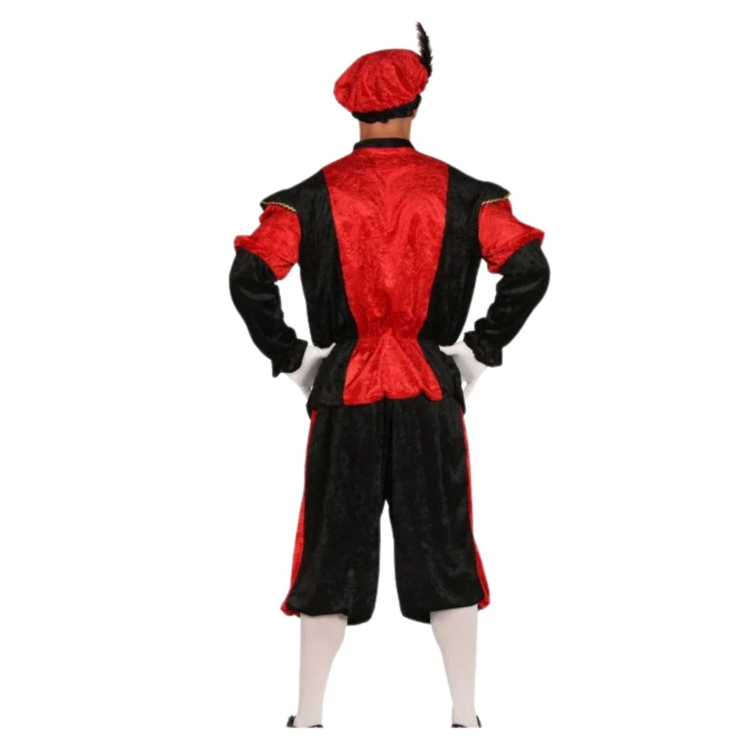 Hombre con disfraz de paje rojo adulto ideal para Navidad y eventos escolares