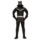 Disfraz pantera negra adulto con capa y guantes para Carnaval
