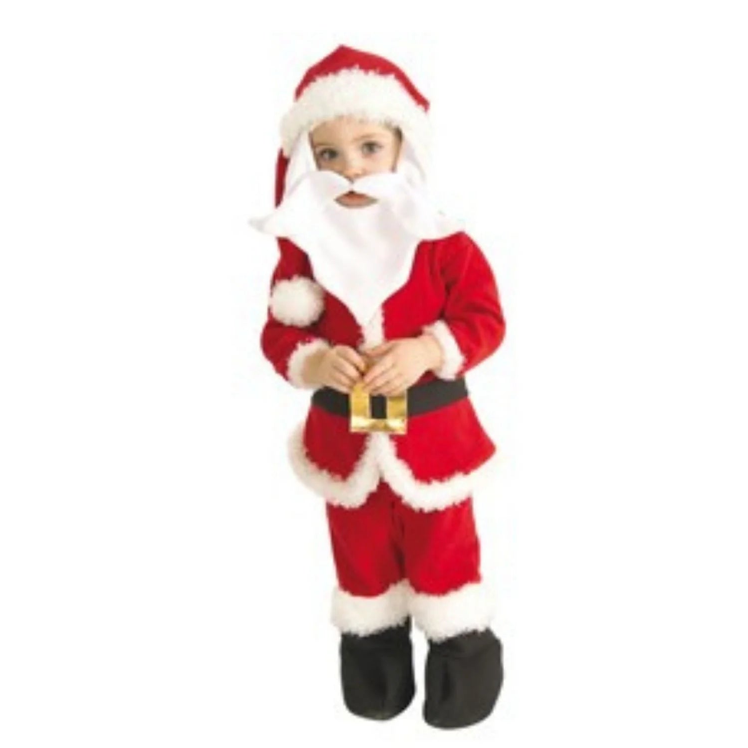 Disfraz Papá Noel bebé rojo con mono polar, gorro, barba y bigote