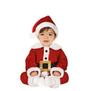 Bebé con disfraz de Papá Noel con gorro rojo, camisa y pantalón
