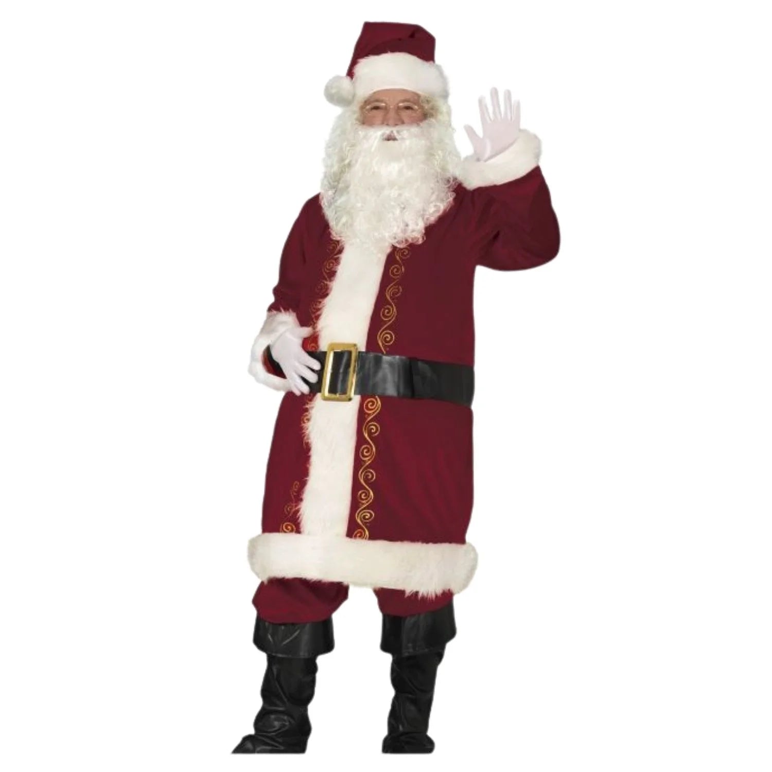 Disfraz de Santa Claus completo con chaqueta, pantalón, gorro y cinturón para Navidad