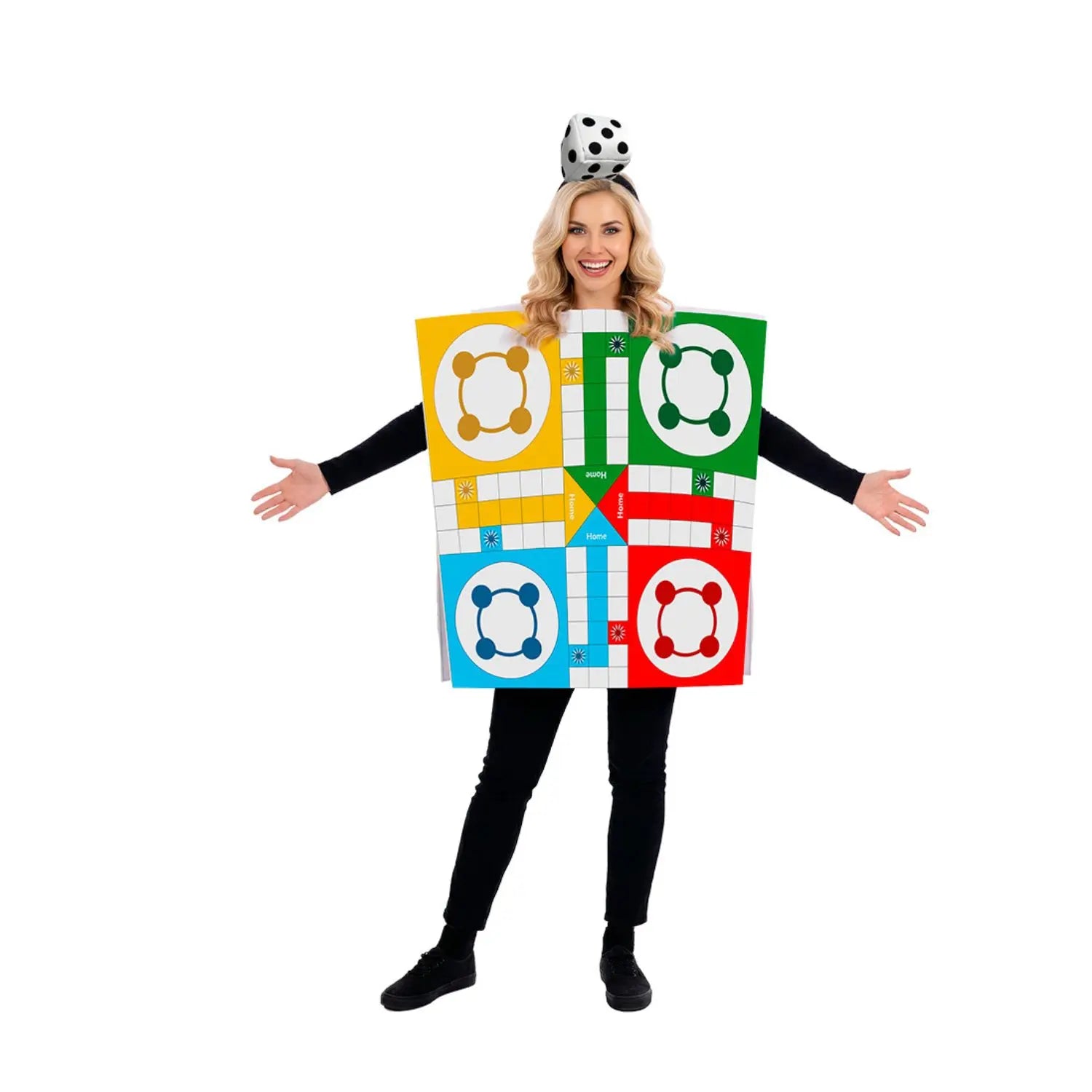 Disfraz reversible de Parchís y Juego de la Oca para adulto unisex