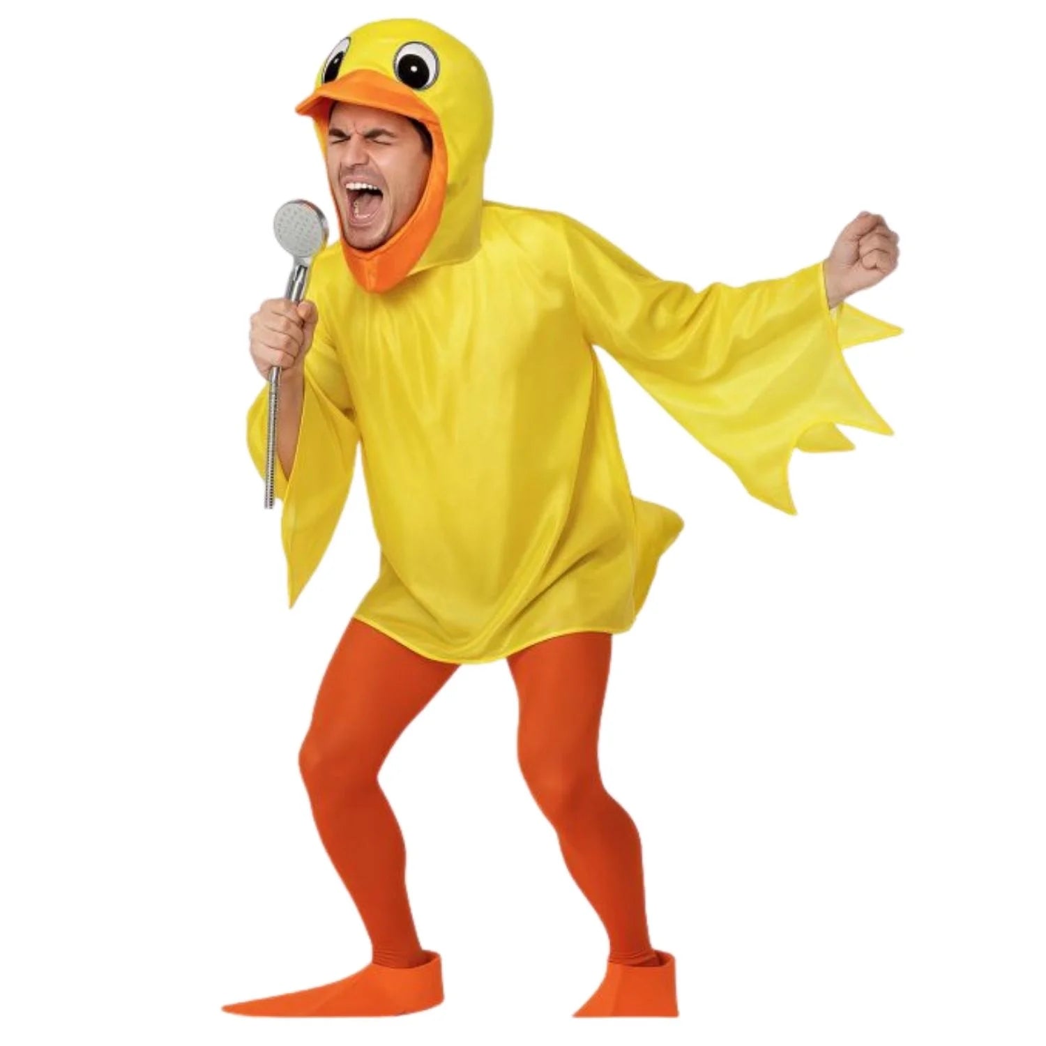 Disfraz patito de bañera adulto con capucha y cubrepies
