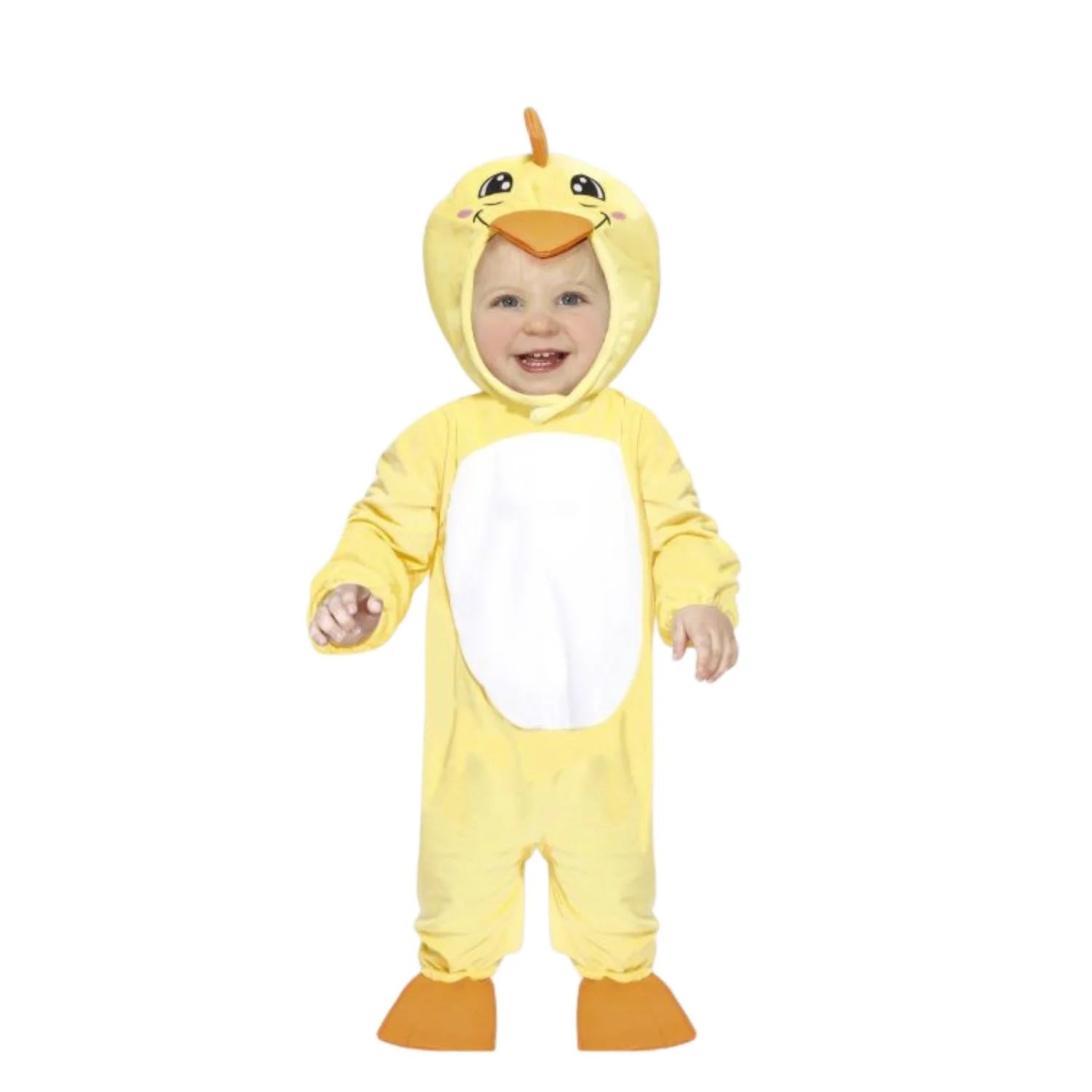 Disfraz patito bebé con mono amarillo y capucha