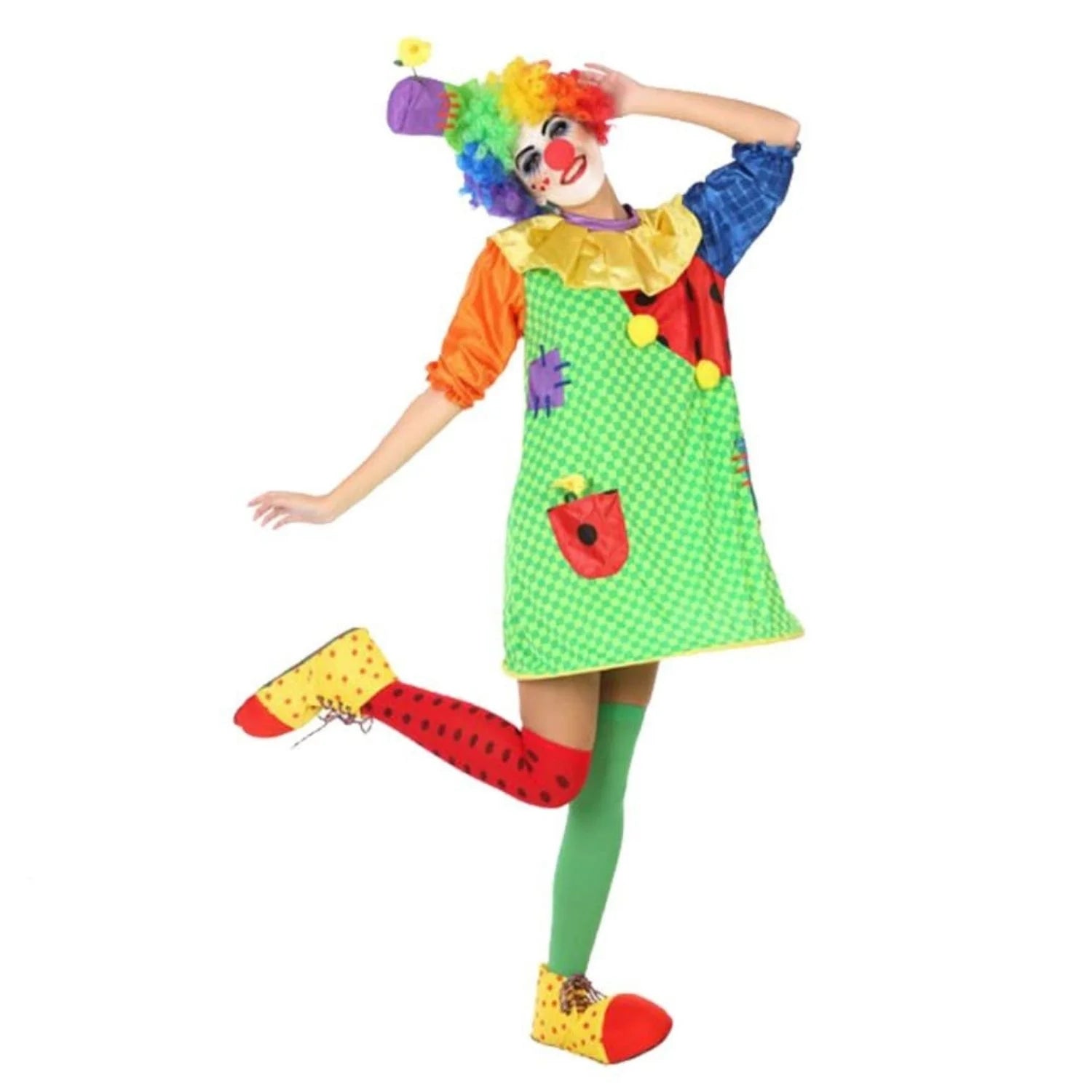 Disfraz de payasa para chica con vestido corto con aro