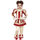 Disfraz de payasa a rayas infantil con vestido, pantalón y collar para Carnaval o Halloween