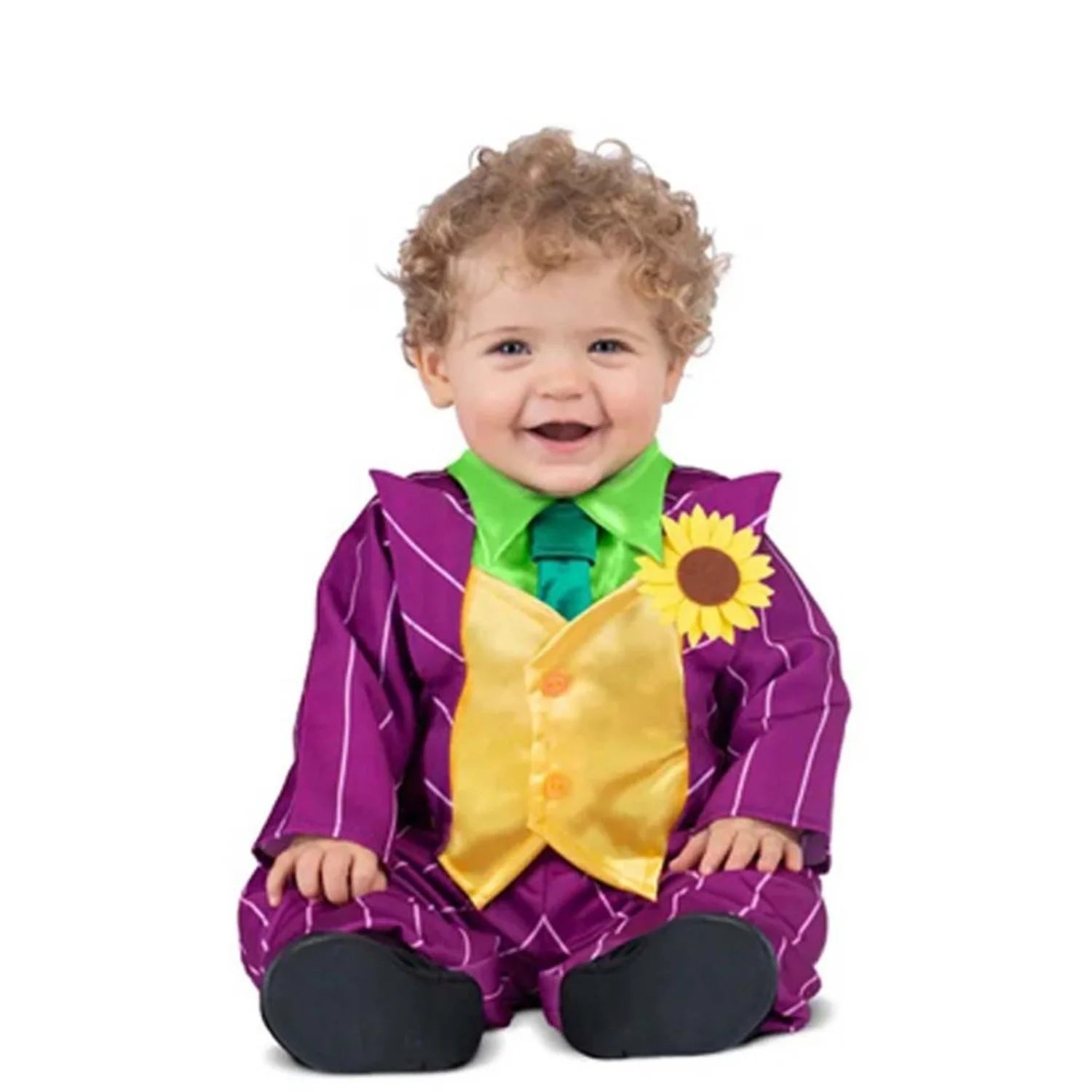 Bebé con disfraz de payasito travieso para Carnaval infantil