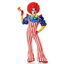 Disfraz de payaso americano para hombre con mono de rayas, camisa y cuello con pajarita