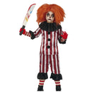 Disfraz de payaso malo para niño con camisa, pantalón y cuello estilo terrorífico ideal para Halloween