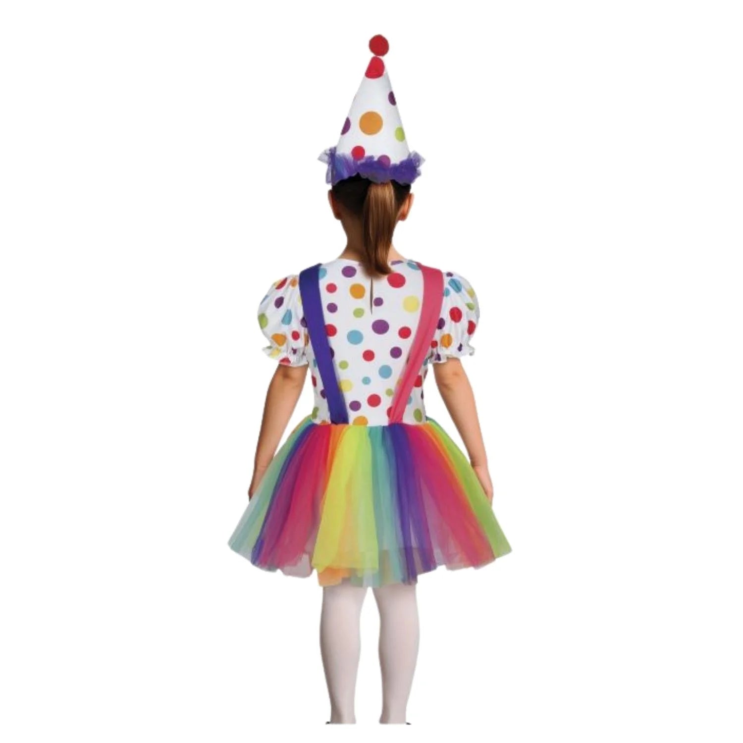 Niña con disfraz payasita colorines infantil para Carnaval