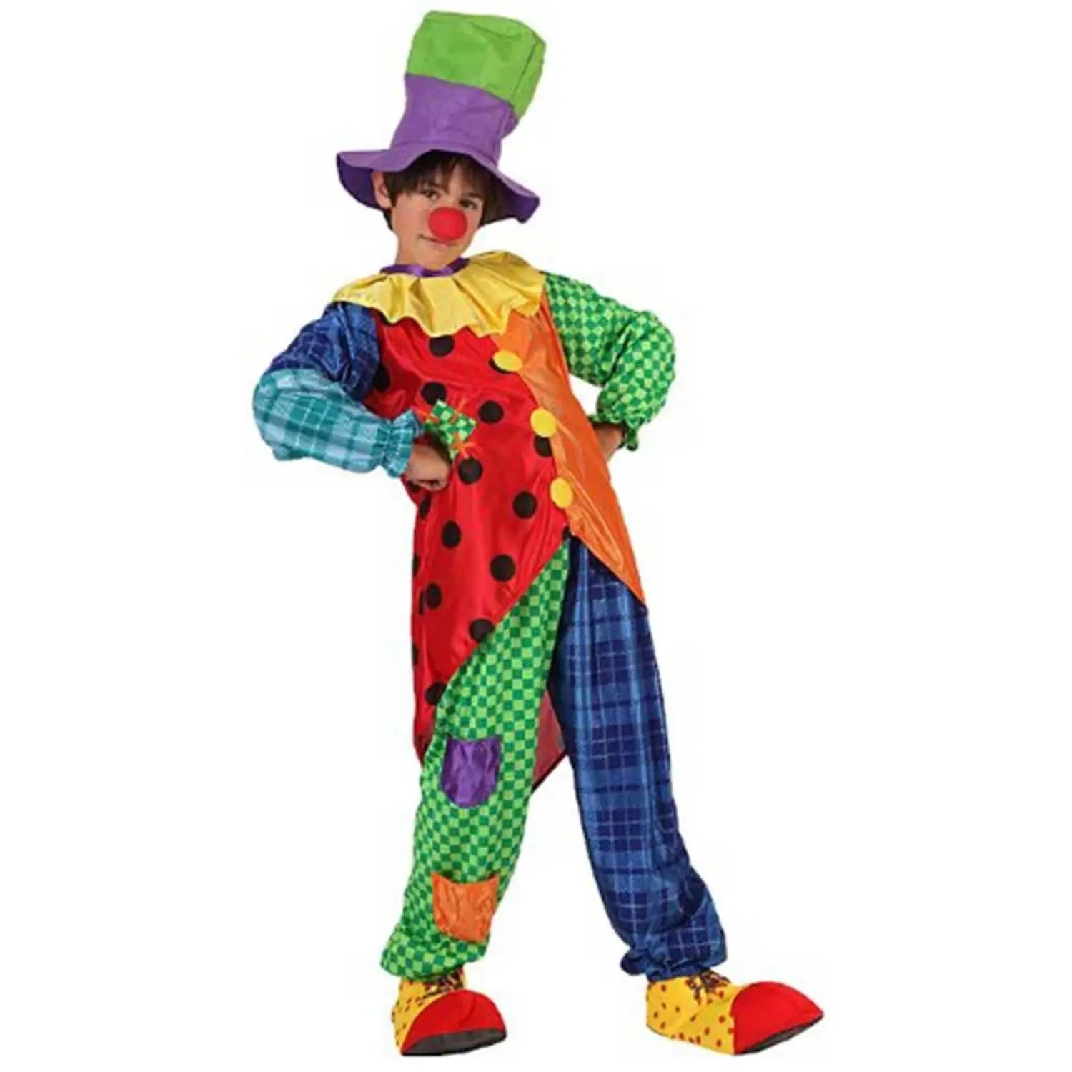 Disfraz de payaso de colorines con sombrero camisa y pantalón