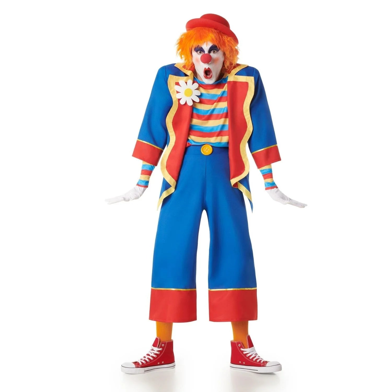 Disfraz de payaso para hombre con chaqueta, camisa y pantalón .