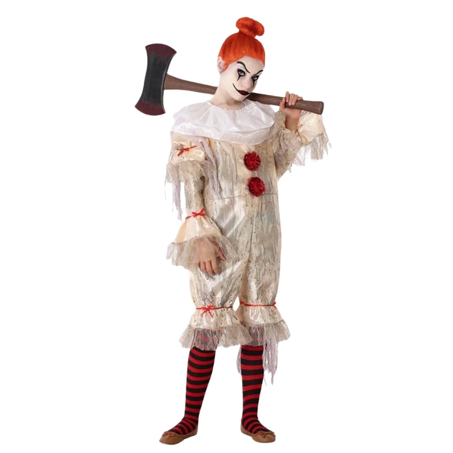Disfraz payaso macabro niña con mono terrorífico
