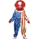 Disfraz de payaso patriot infantil con mono estampado bandera de Estados Unidos y cuello