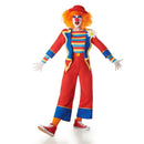 Disfraz de payaso para mujer con chaqueta, camisa y pantalón de colores