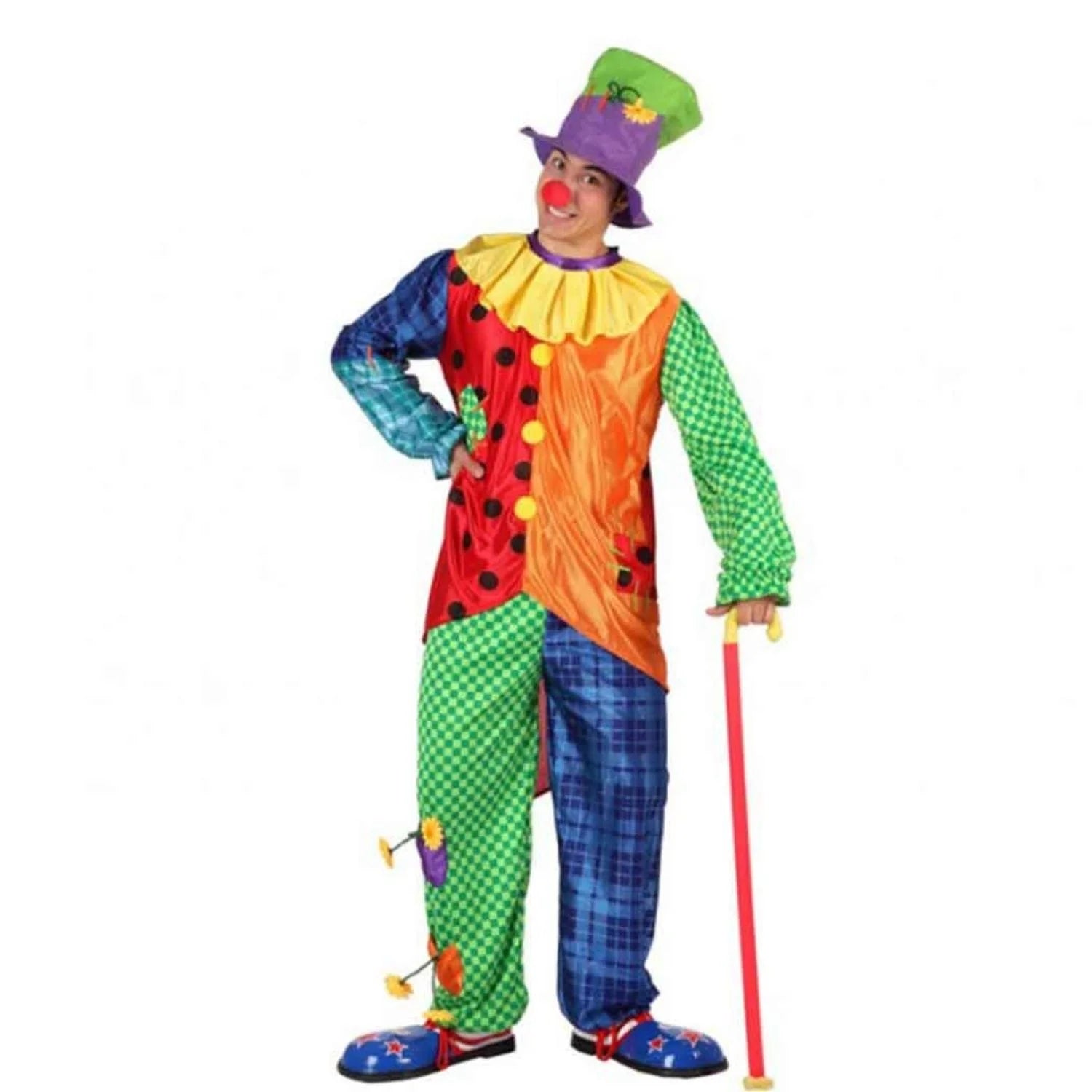 Disfraz payaso para hombre con camisa y gorro