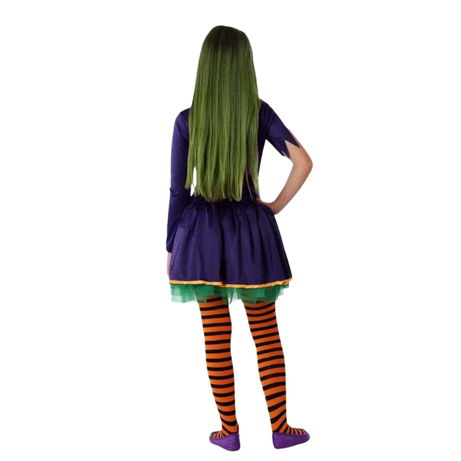 Niña con disfraz de payaso terrorífico para Halloween