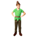 Disfraz de Peter Pan para niño en color verde con gorro y cubrezapatos para Carnaval