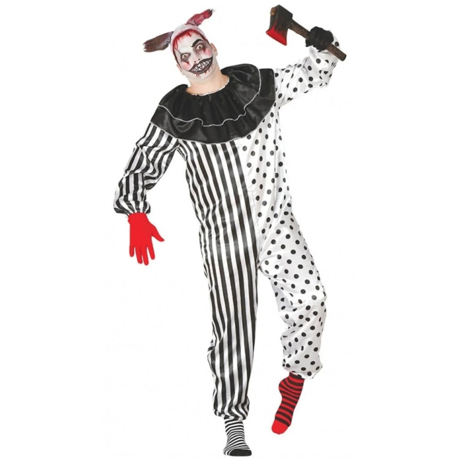 Disfraz Pierrot terrorífico adulto con mono para Halloween