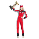 Disfraz de piloto de coches para mujer con mono con cremallera delantera, gorra y cinturón ideal para Carnaval y fiestas