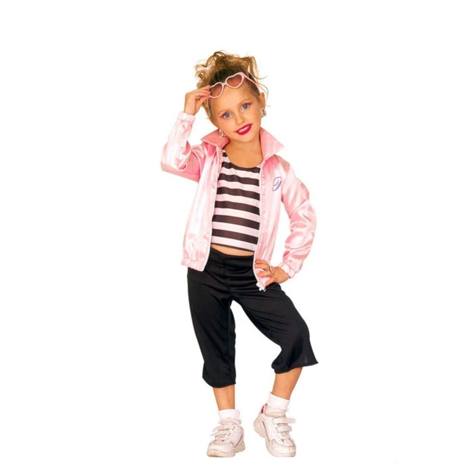Disfraz Pink Ladies Grease infantil con chaqueta rosa y pantalón negro