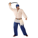 Disfraz de pirata azul para hombre inspirado en los temibles corsarios que surcaban los mares en busca de tesoros.