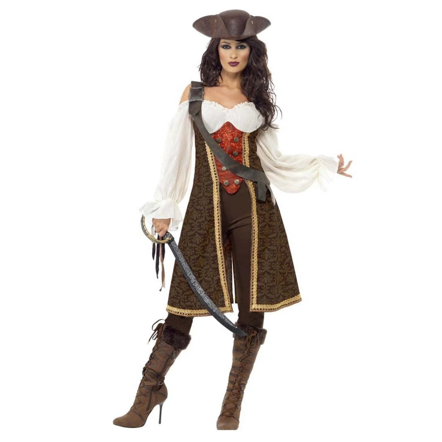 Disfraz Pirata para chica con vestido largo y estilo corsaria elegante