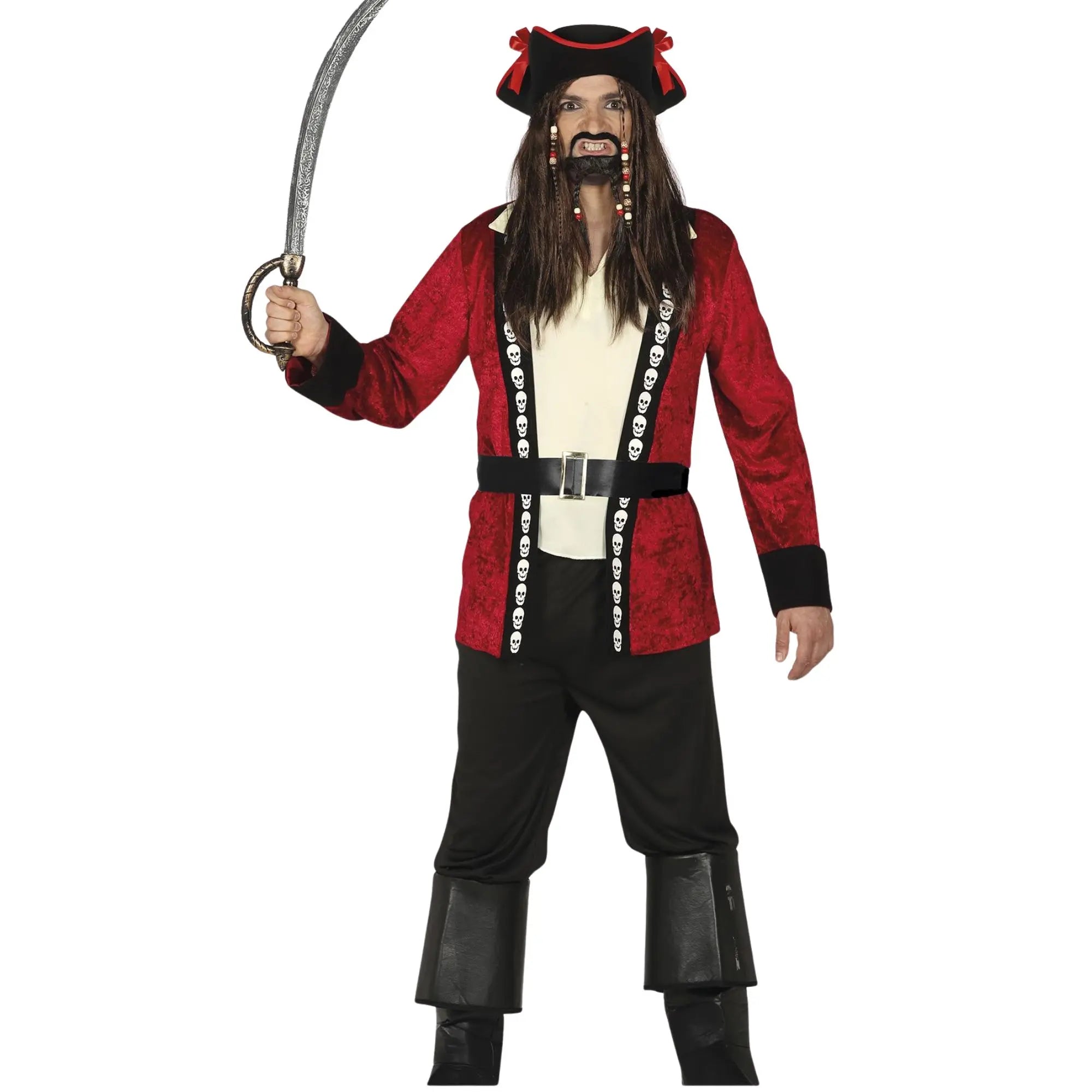 Disfraz de pirata Caribe para hombre con chaqueta, sombrero y cinturón ideal para Carnaval y fiestas temáticas