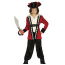 Disfraz de pirata infantil para niño con chaqueta, cinturón, gorro, pantalón y camisa para Carnaval