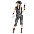 Mujer con disfraz pirata fantasma para Halloween y Carnaval