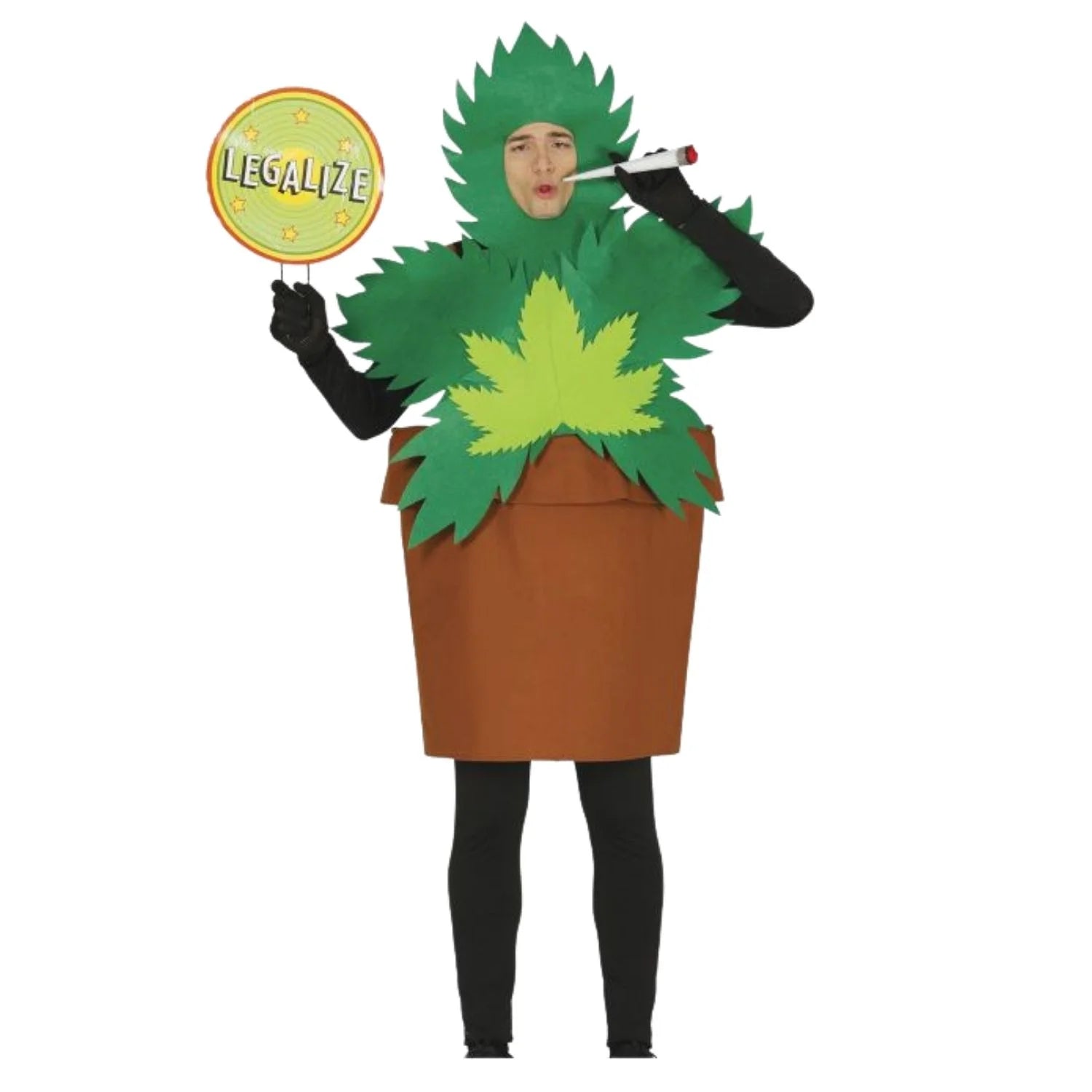 Disfraz planta de María adulto con hojas y maceta