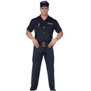 Disfraz de agente police para hombre con camisa, pantalón, gorra y cinturón para Carnaval