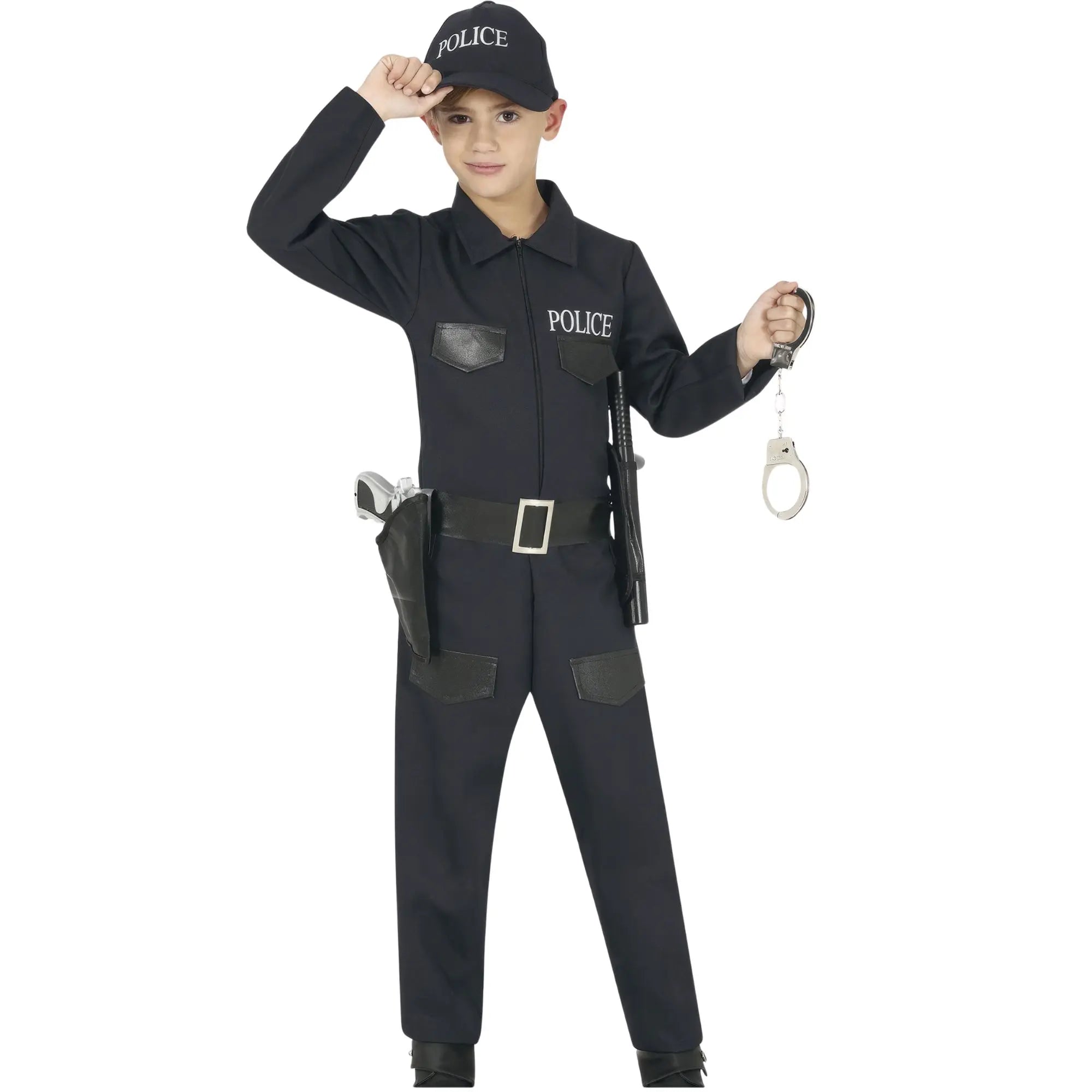Disfraz de policía para niño con mono, gorro y cinturón ideal para Carnaval y fiestas infantiles