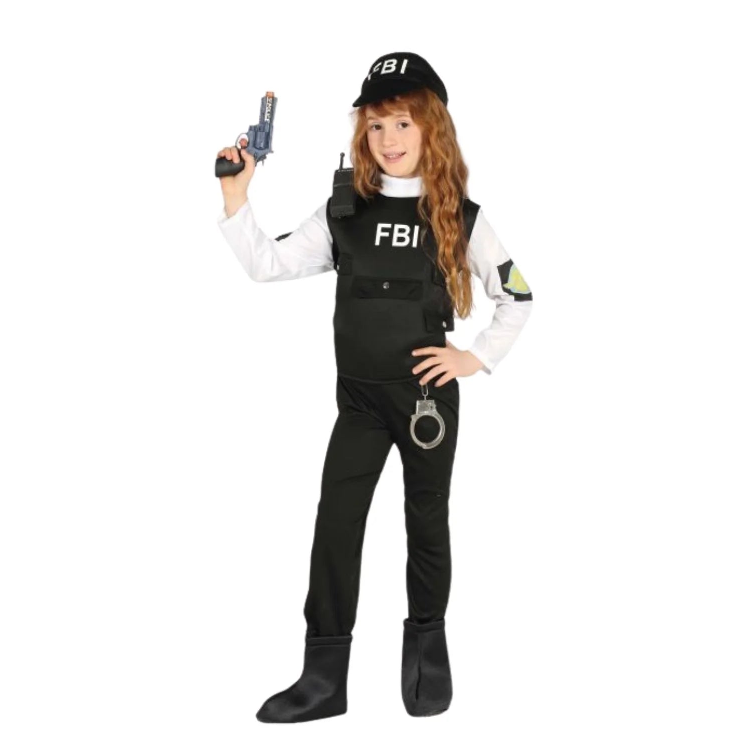 Disfraz policia FBI infantil con chaleco y gorra