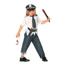 Disfraz de Policía Zombie para niño con gorro, camisa, corbata y pantalón