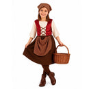 Disfraz posadera campesina niña con falda y chaleco medieval
