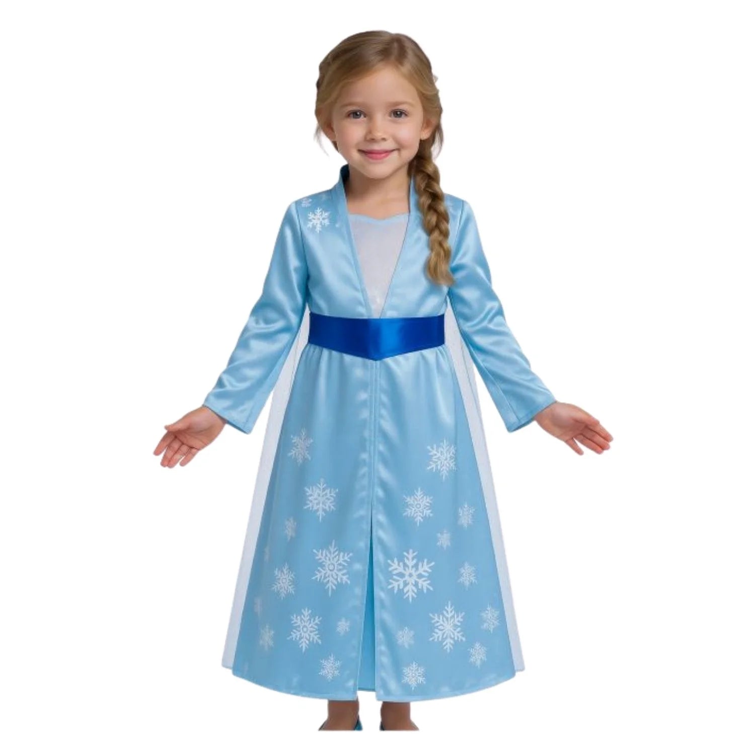 Disfraz de princesa del hielo infantil con capa y vestido azul